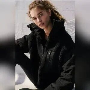 Womens FP Movement By Free People Black Scenic Route 1/2 Zip Fleece Jacket M